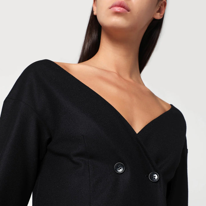 Alberta Ferretti - Black wool V-neck jacket