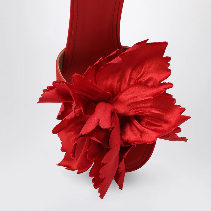 Ferragamo - Red satin sandals with flower