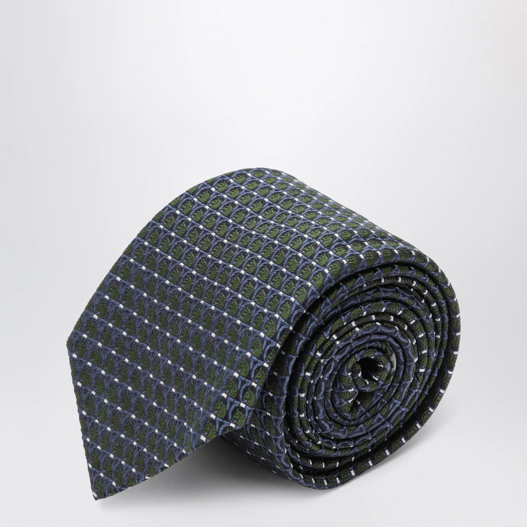 Ferragamo - Dark green printed silk tie