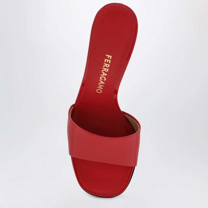Ferragamo - Fire red patent leather heeled slides