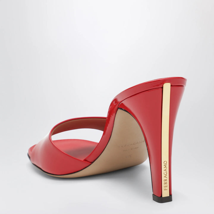 Ferragamo - Fire red patent leather heeled slides