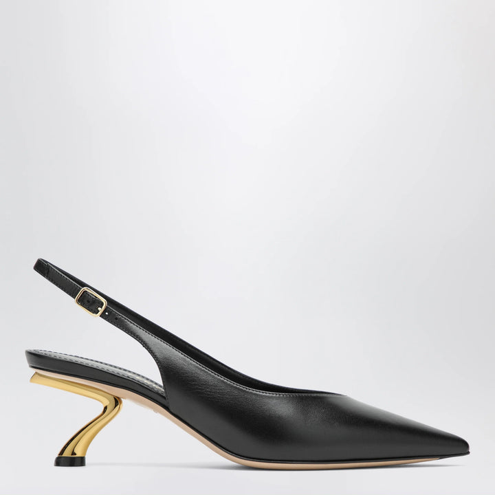 Ferragamo - Black slingback with sculptural S heel