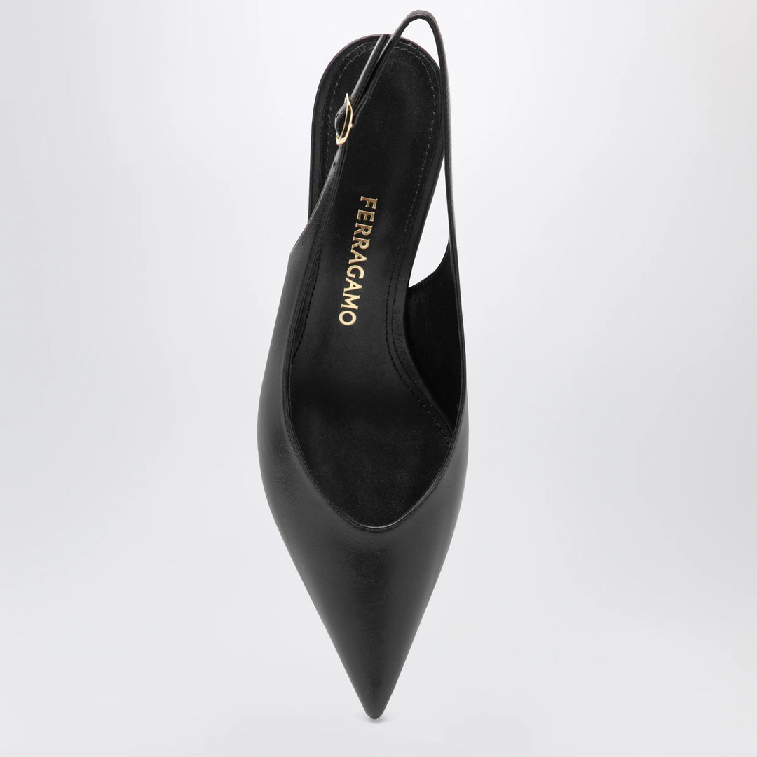Ferragamo - Black slingback with sculptural S heel