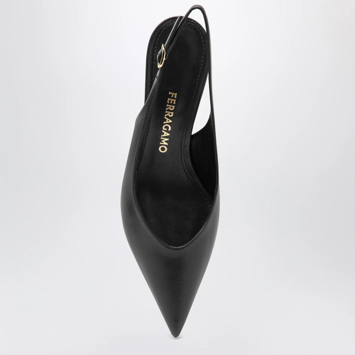 Ferragamo - Black slingback with sculptural S heel