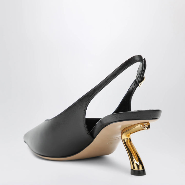 Ferragamo - Black slingback with sculptural S heel