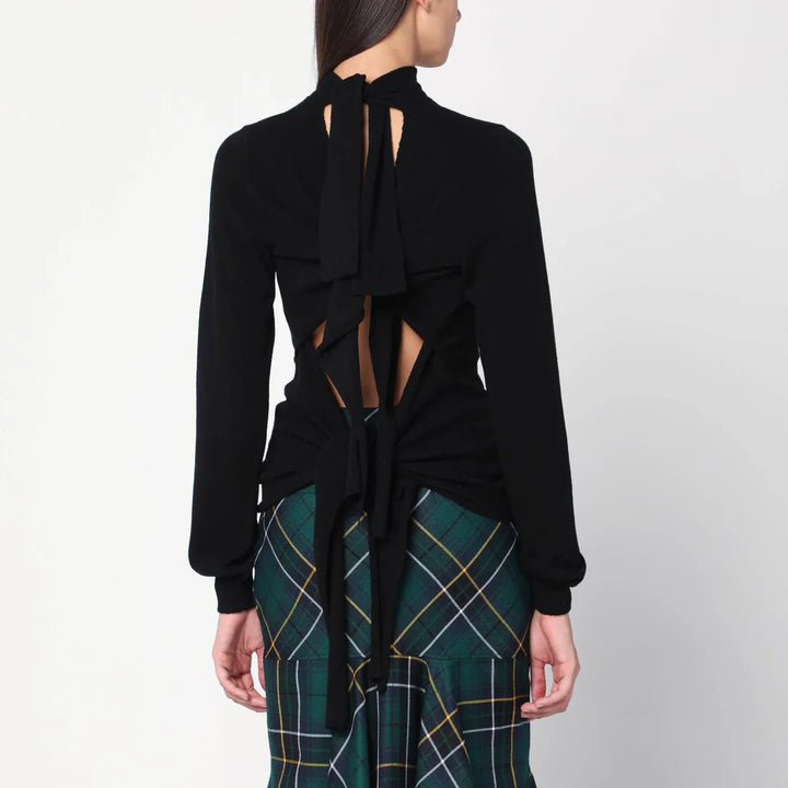 Moschino - Black turtleneck sweater with crossed details Brand Shirts &amp; Tops 40  IT