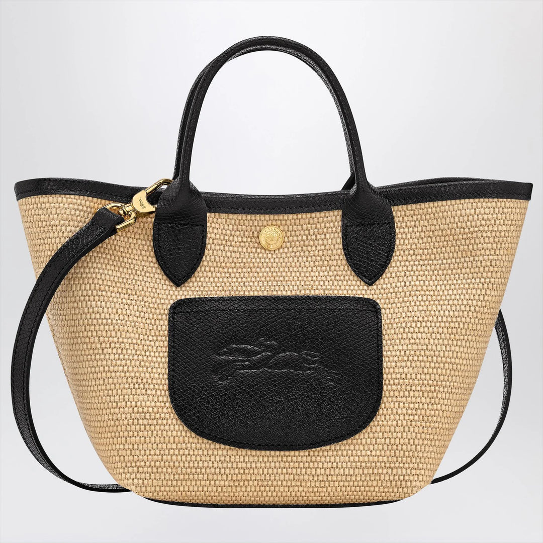 Longchamp Le Pliage Basket Bag XS – Black with Brown Leather Details