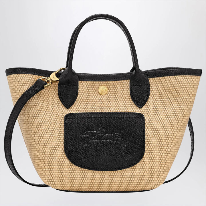 Longchamp Le Pliage Basket Bag XS – Black with Brown Leather Details