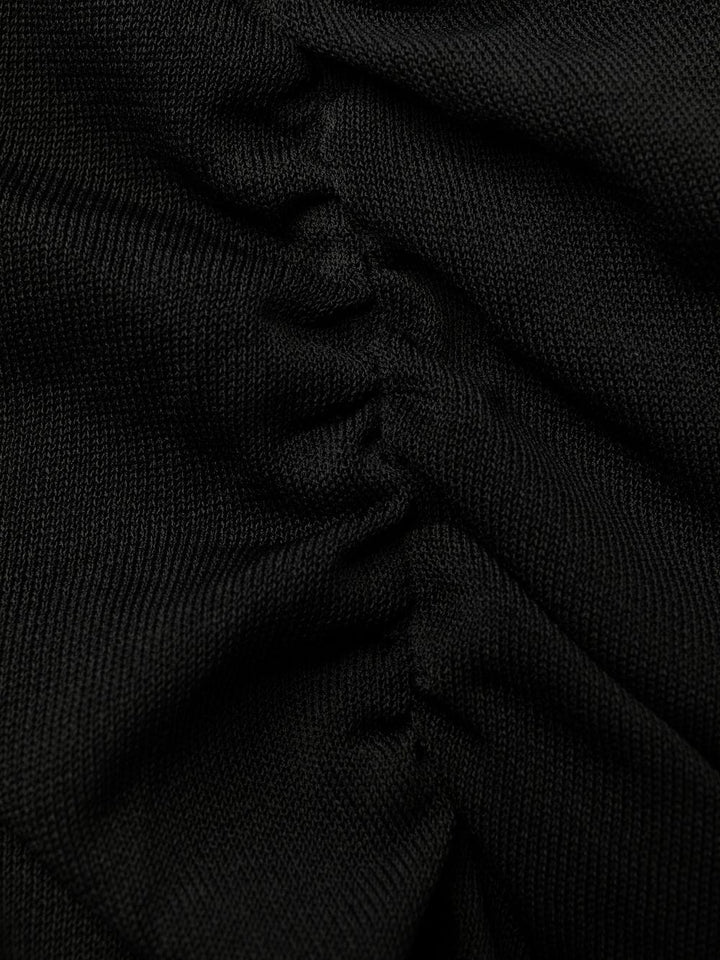 Saint Laurent Schwarzes, drapiertes langes Kleid mit einem Ärmel