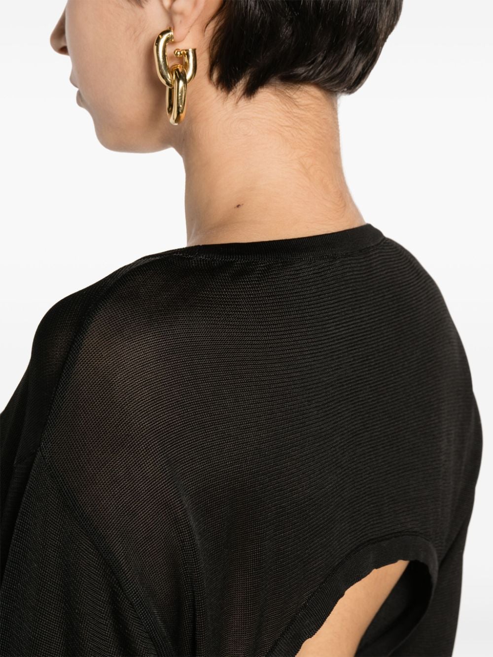 Saint Laurent Schwarzes, halbtransparentes Strickkleid