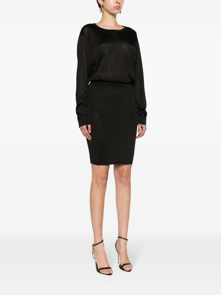 Saint Laurent Schwarzes, halbtransparentes Strickkleid