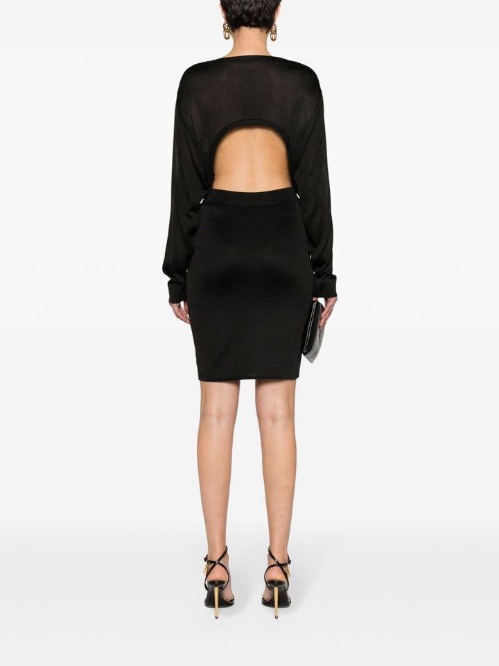 Saint Laurent Schwarzes, halbtransparentes Strickkleid