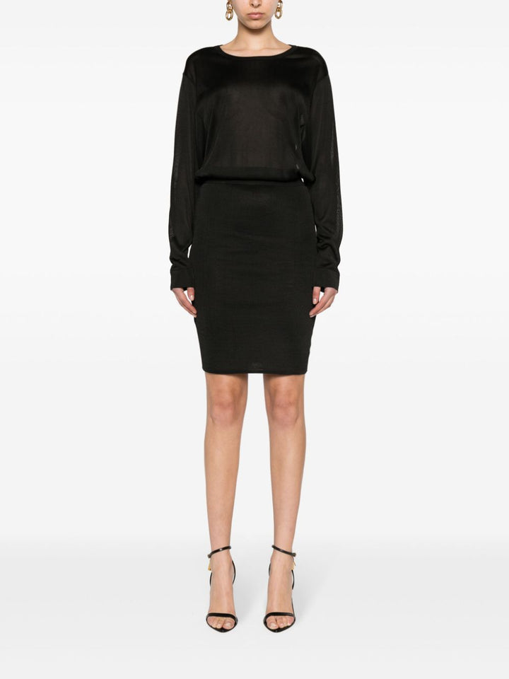 Saint Laurent Schwarzes, halbtransparentes Strickkleid