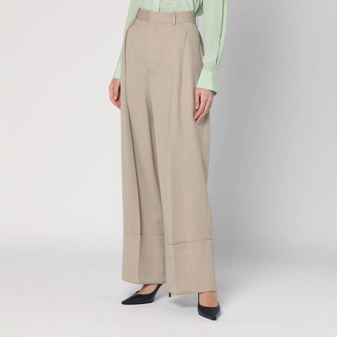 Victoria Beckham - Wide mandarin colour pants in wool