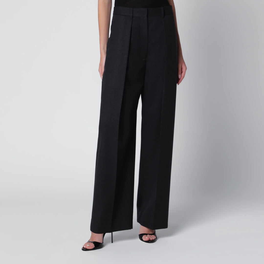 Victoria Beckham - Cecilia Trousers in Dark Grey Mélange Wool