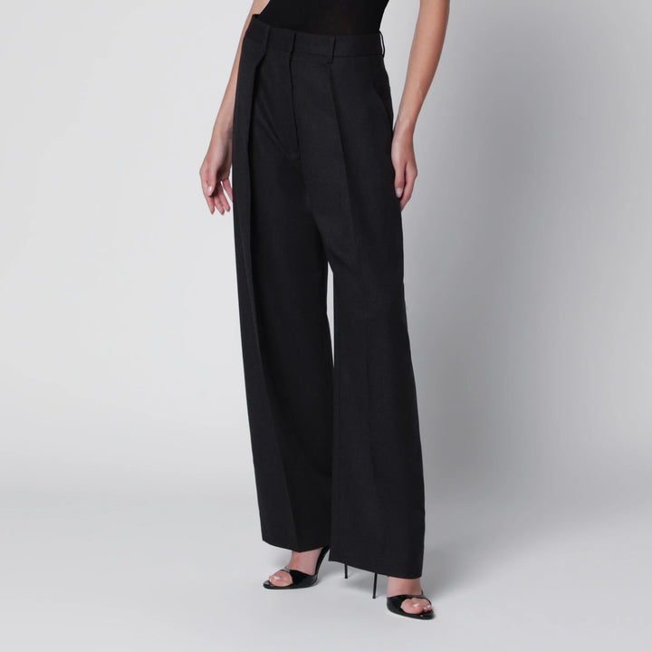 Victoria Beckham - Cecilia Trousers in Dark Grey Mélange Wool