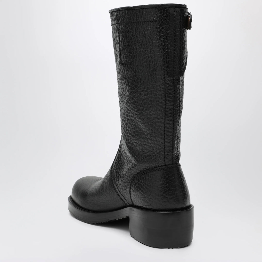 Dries Van Noten - Black leather biker boots