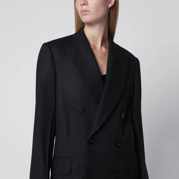 Victoria Beckham - Dark Grey Double-Breasted Wool Jacket