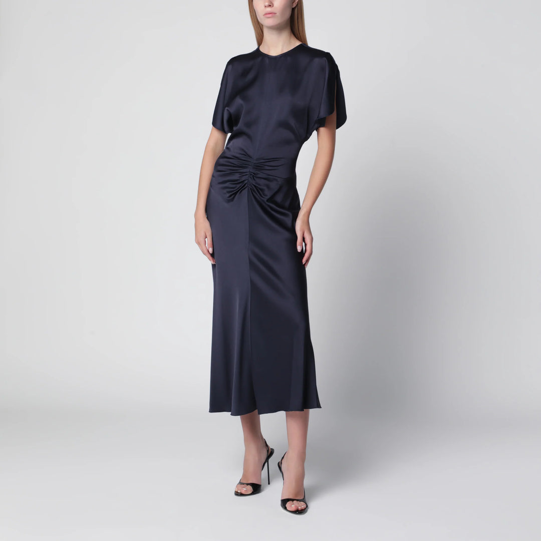 Victoria Beckham - Bela Midi Dress in Midnight Satin Crêpe