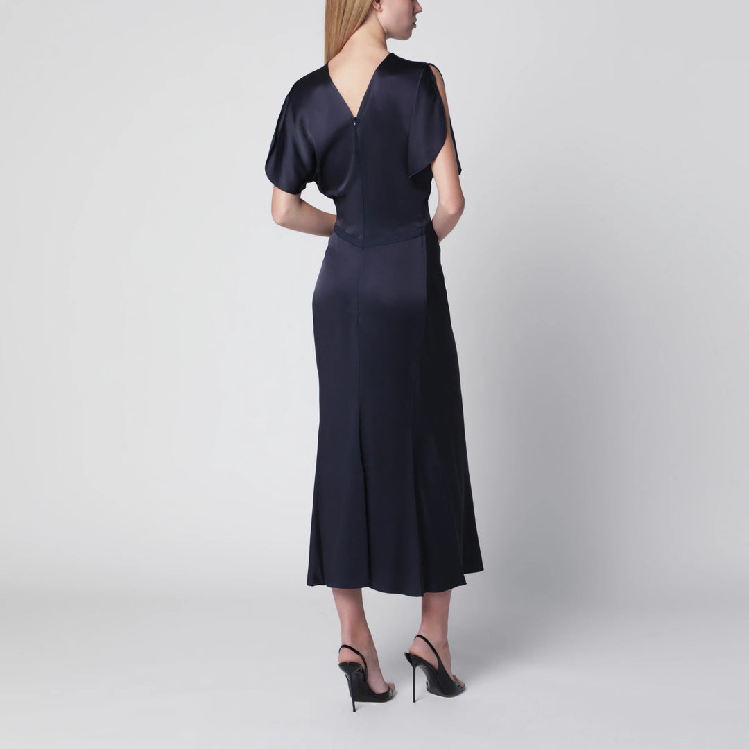 Victoria Beckham - Bela Midi Dress in Midnight Satin Crêpe