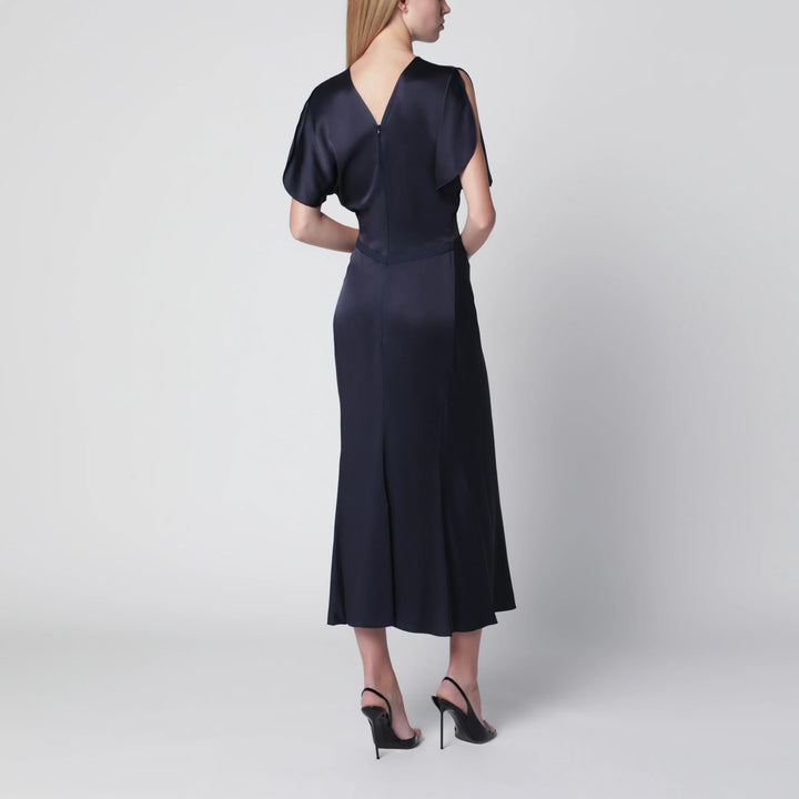 Victoria Beckham - Bela Midi Dress in Midnight Satin Crêpe