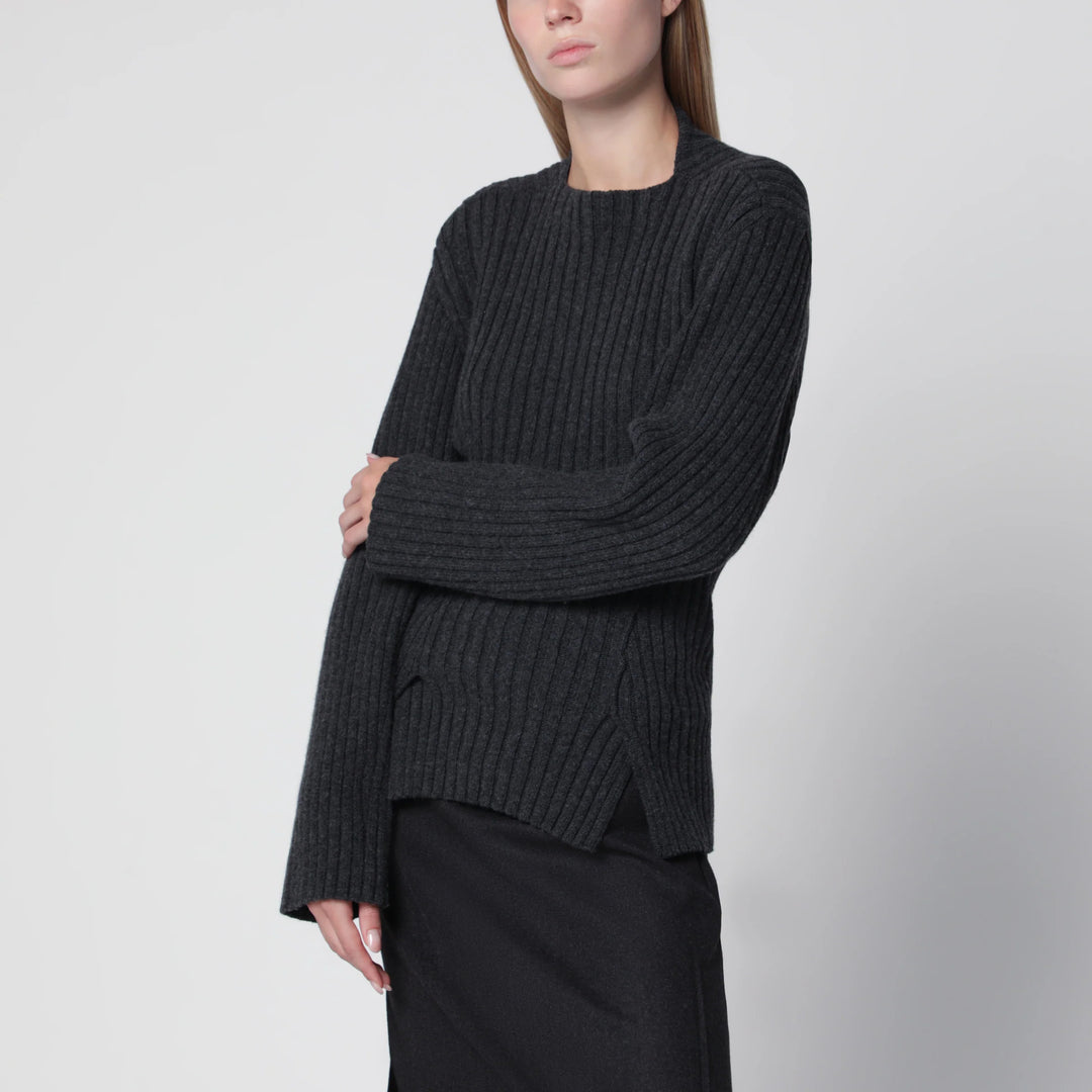 Victoria Beckham - Ribbed Sweater in Burgundy Wool and Cashmere
