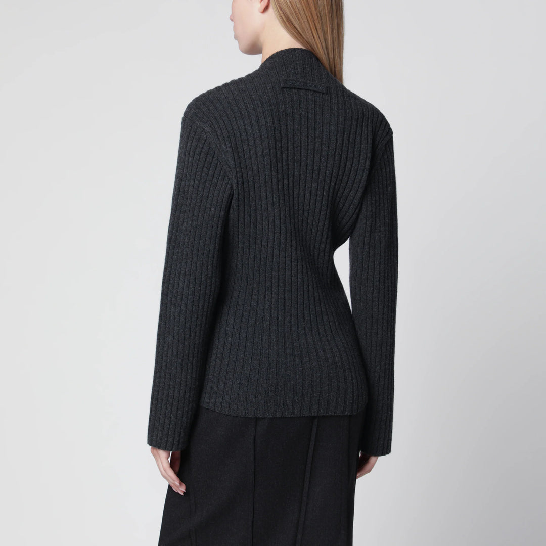 Victoria Beckham - Ribbed Sweater in Burgundy Wool and Cashmere