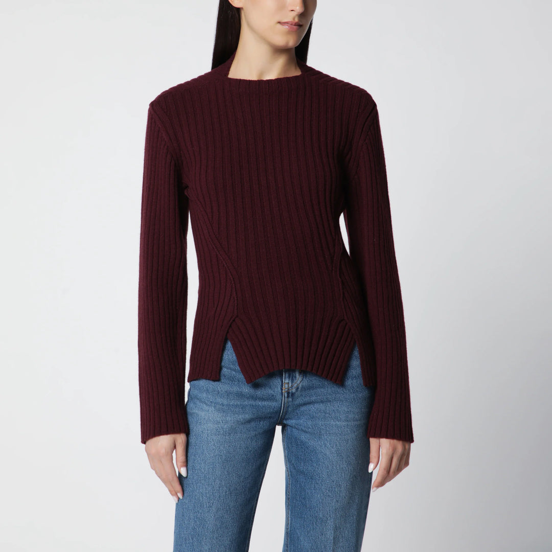 Victoria Beckham - Ribbed Sweater in Dark Grey Wool and Cashmere