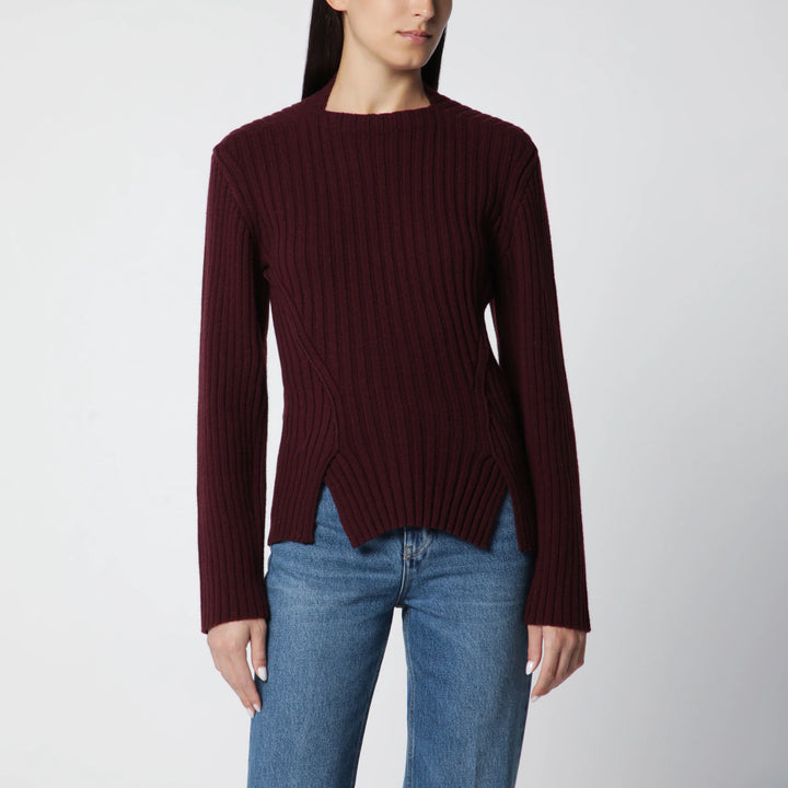 Victoria Beckham - Ribbed Sweater in Dark Grey Wool and Cashmere