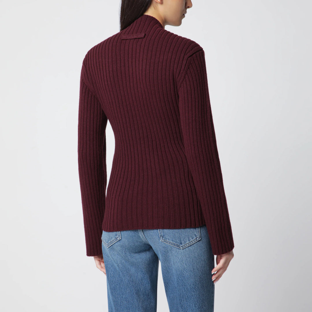 Victoria Beckham - Ribbed Sweater in Dark Grey Wool and Cashmere