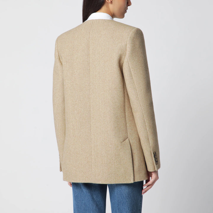 Victoria Beckham - Beatrice Double-Breasted Jacket in Camel Wool