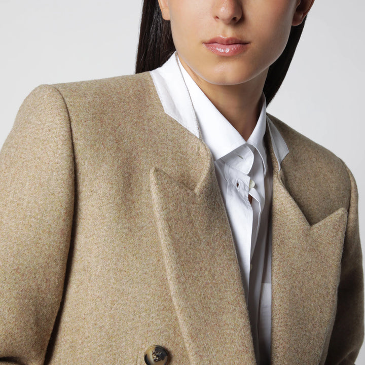 Victoria Beckham - Beatrice Double-Breasted Jacket in Camel Wool