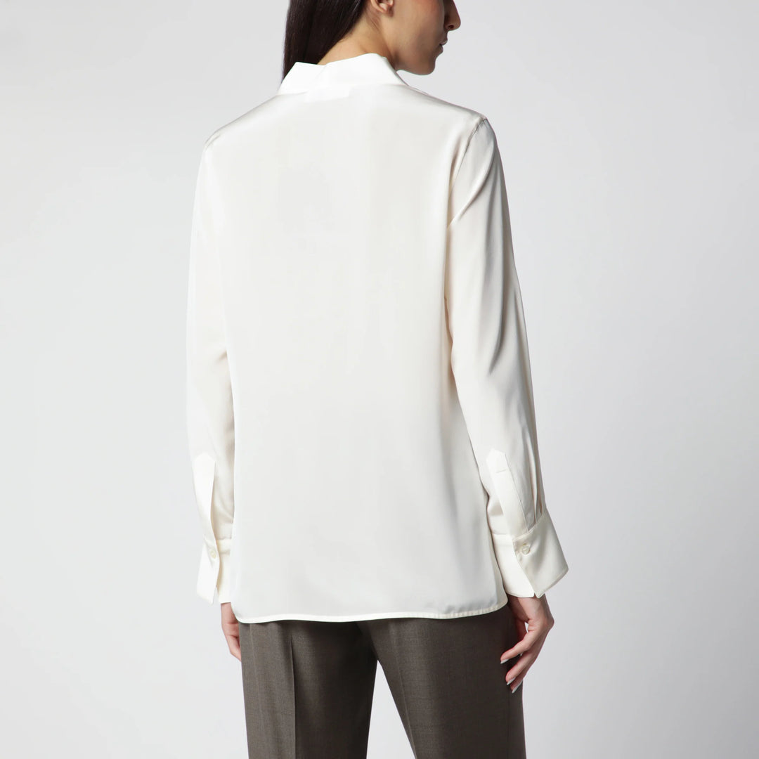 Victoria Beckham - Ivory Silk V-Neck Blouse