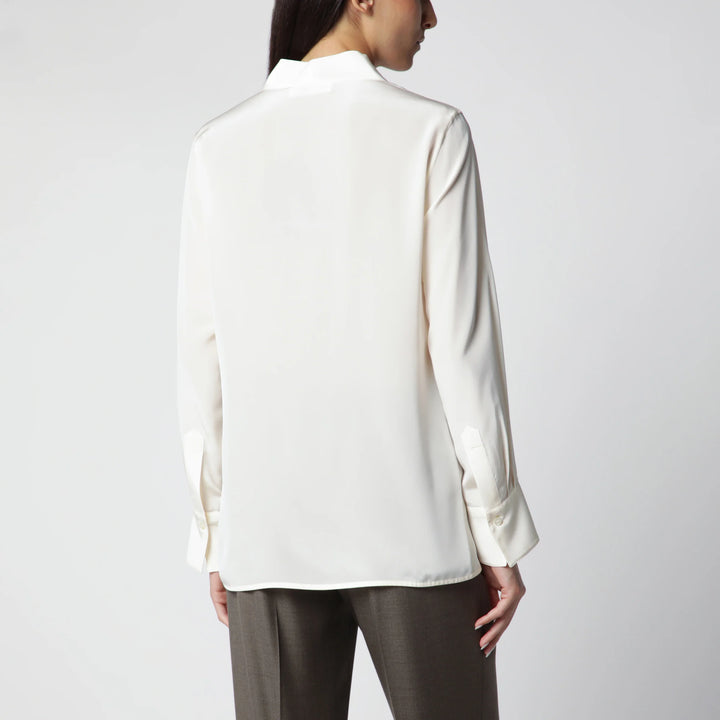 Victoria Beckham - Ivory Silk V-Neck Blouse