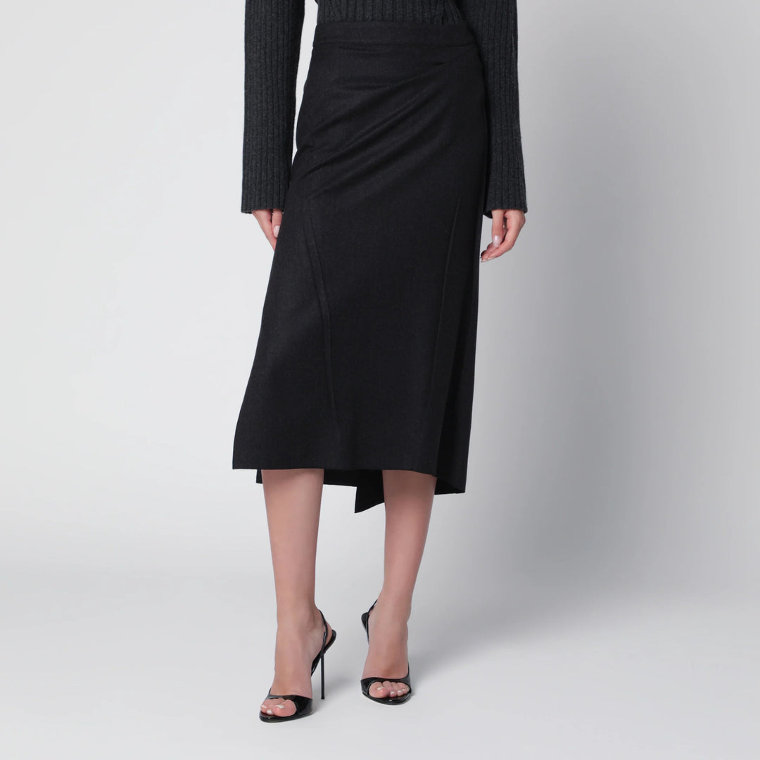 Victoria Beckham - Pressed Midi Skirt in Dark Grey Wool and Mohair