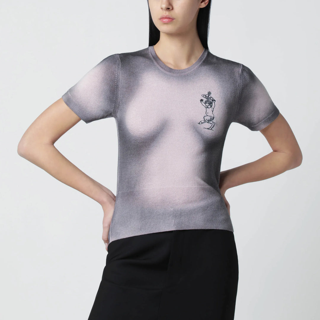 Vivienne Westwood - Pink/black dégradé-effect knit top Brand Apparel &amp; Accessories > Clothing > Shirts &amp; Tops S