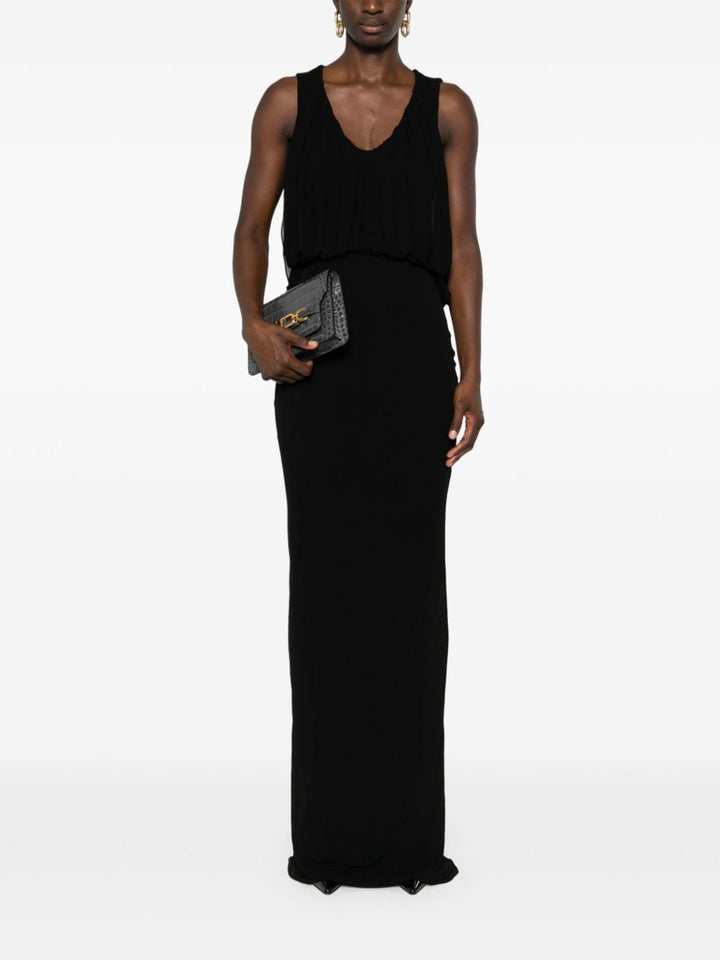 Saint Laurent – ​​Schwarzes, ärmelloses, drapiertes Kleid