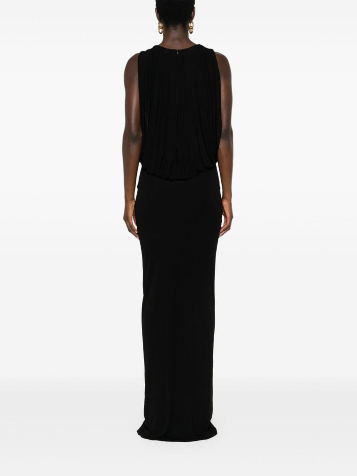 Saint Laurent – ​​Schwarzes, ärmelloses, drapiertes Kleid