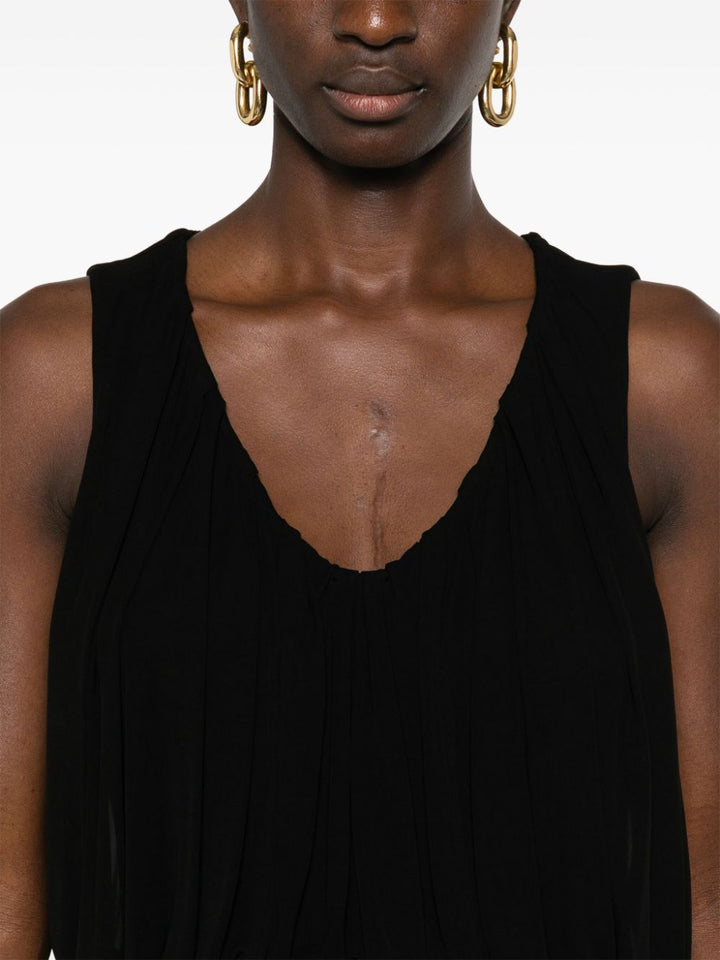 Saint Laurent – ​​Schwarzes, ärmelloses, drapiertes Kleid