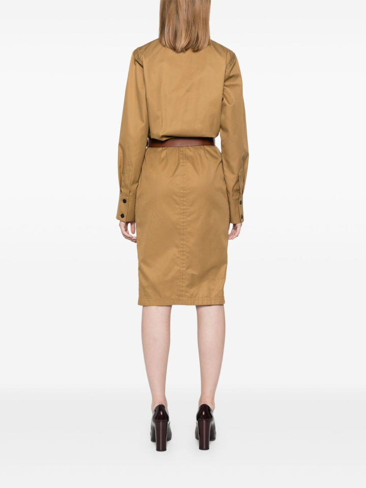 Saint Laurent – ​​Kamelbraunes Baumwolltwillkleid