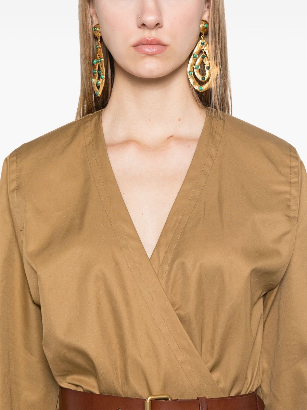 Saint Laurent – ​​Kamelbraunes Baumwolltwillkleid