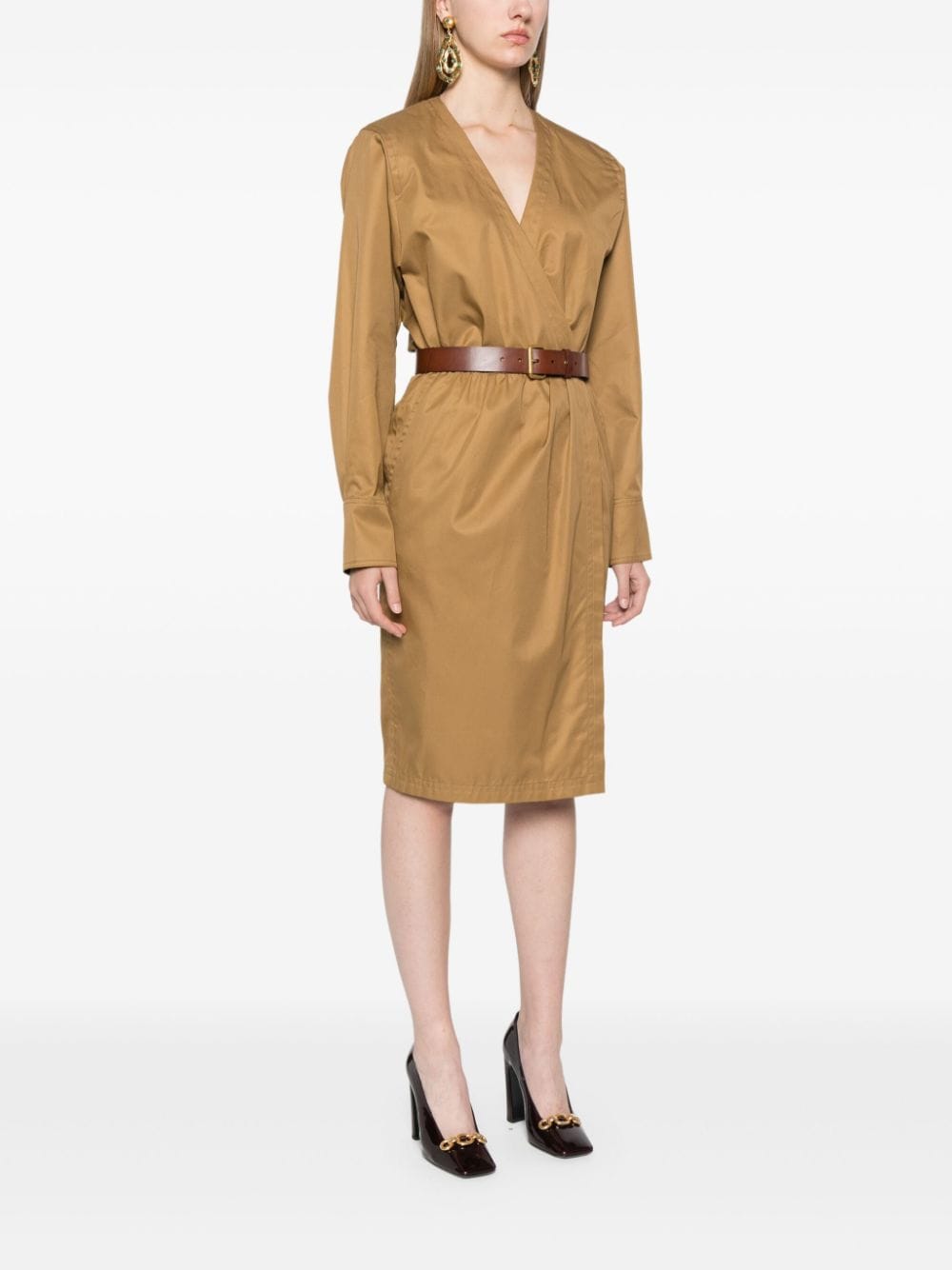Saint Laurent – ​​Kamelbraunes Baumwolltwillkleid