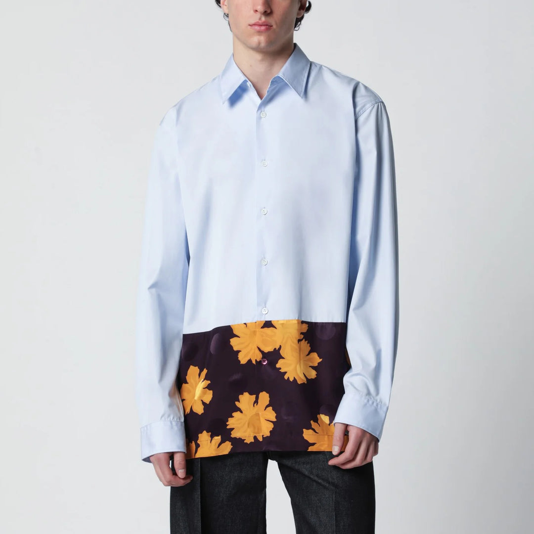 Dries Van Noten - Light blue shirt with floral insert