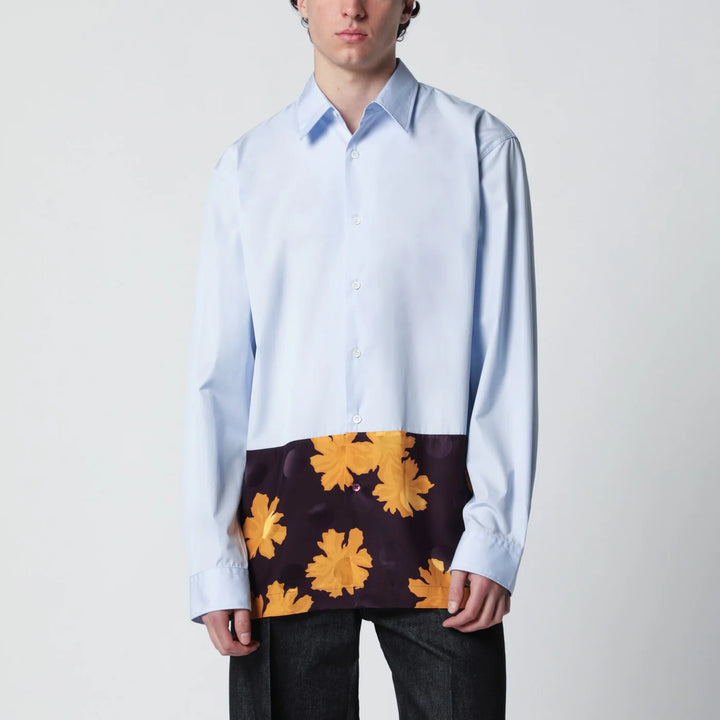 Dries Van Noten - Light blue shirt with floral insert