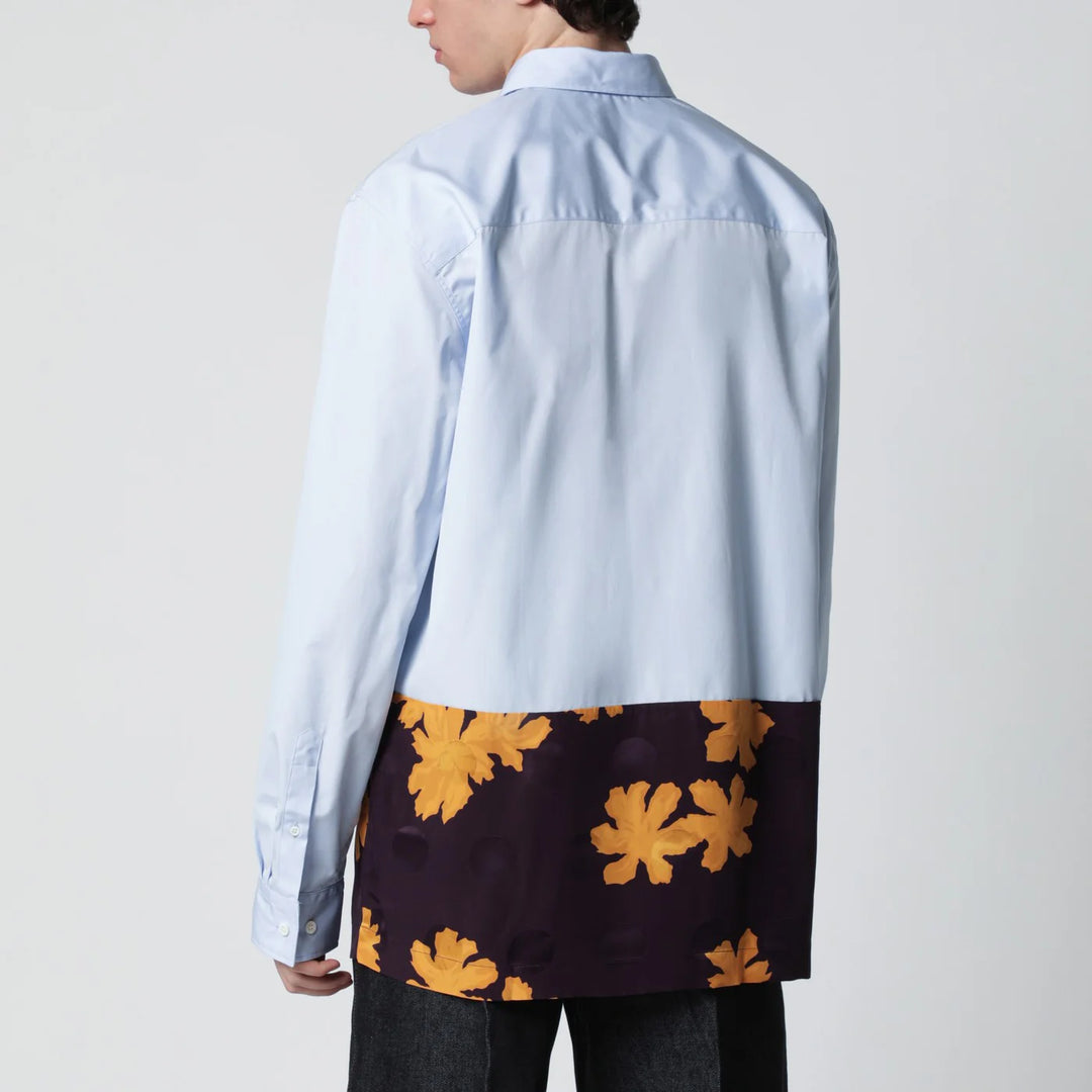 Dries Van Noten - Light blue shirt with floral insert