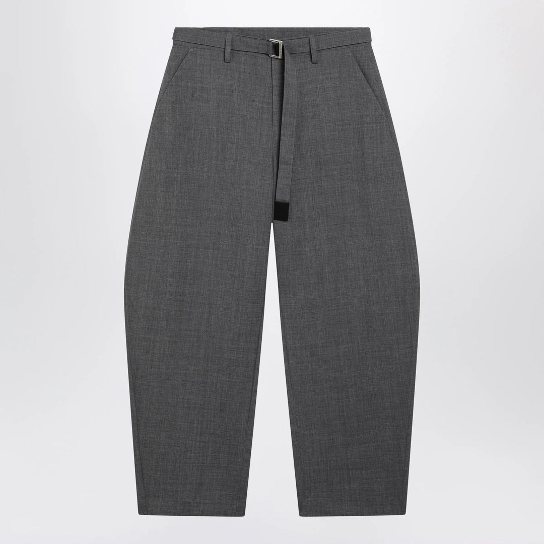 Sacai - Grey wool trousers with belt