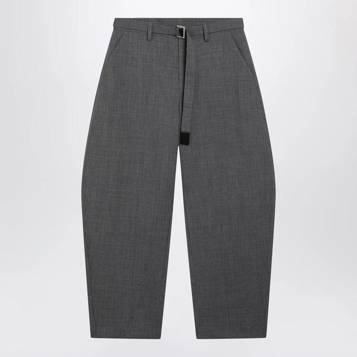 Sacai - Grey wool trousers with belt