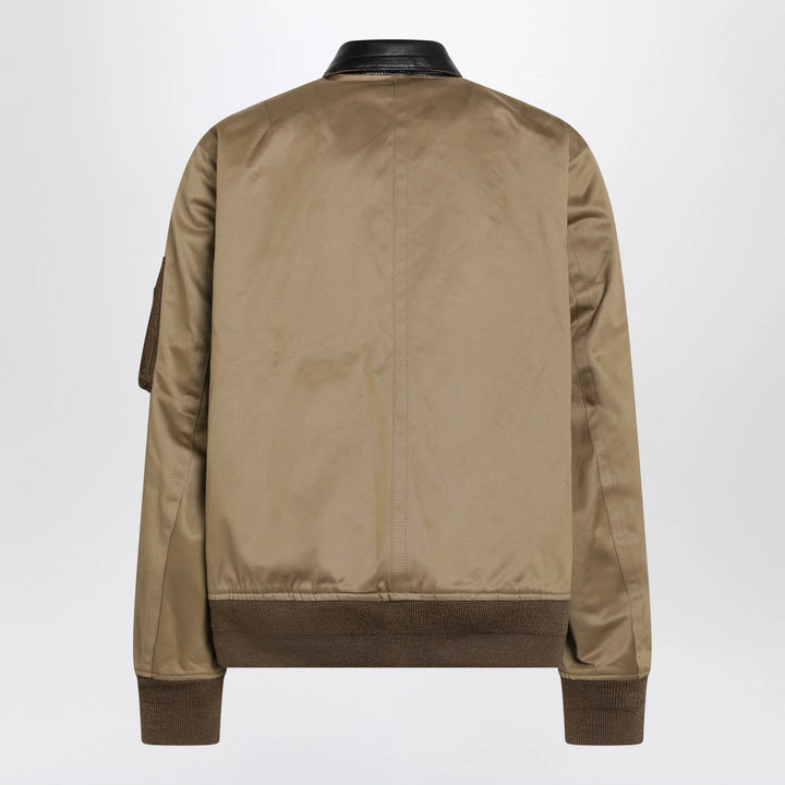 Sacai - Beige cotton and nylon bomber jacket