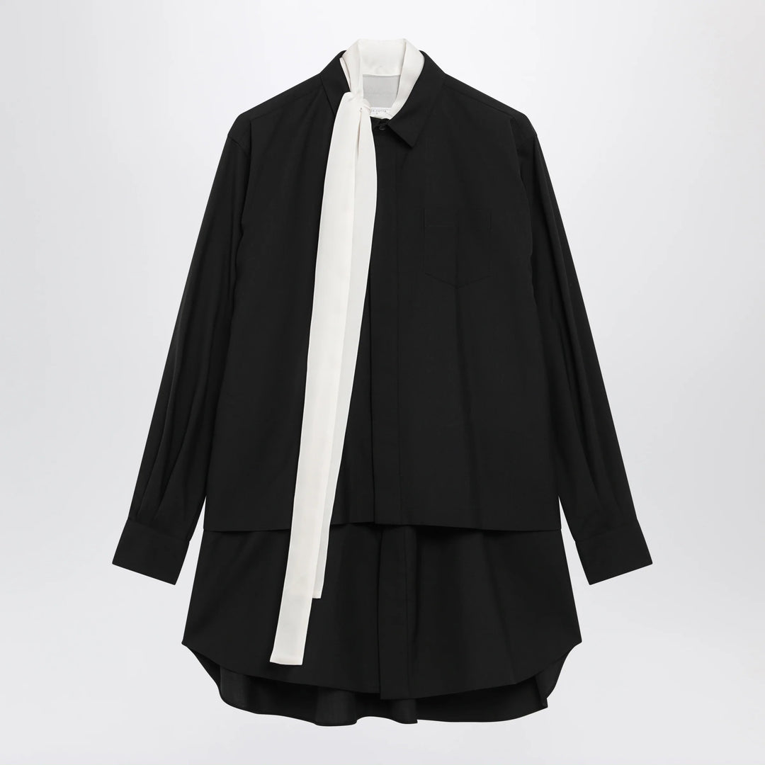 Sacai - Black wool-blend mini shirt dress