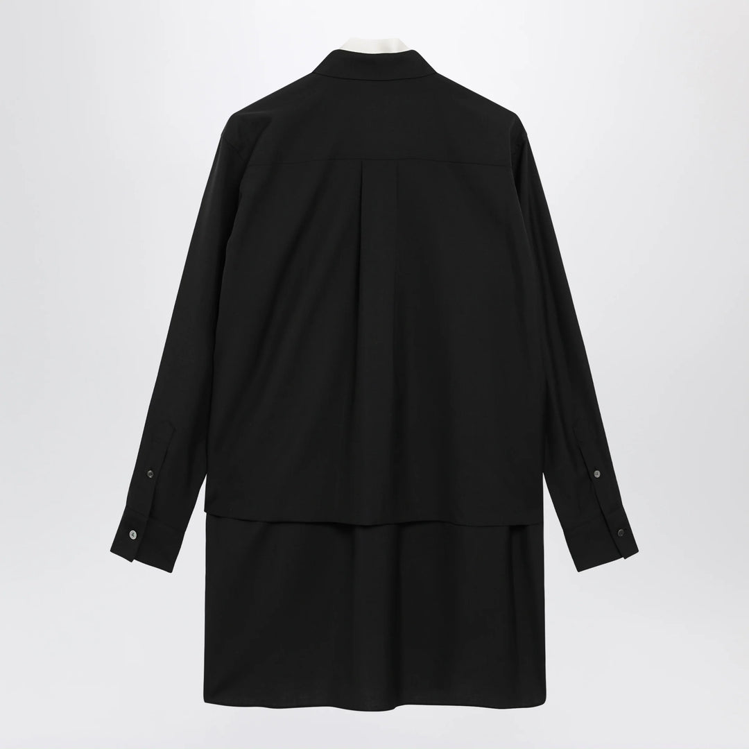 Sacai - Black wool-blend mini shirt dress
